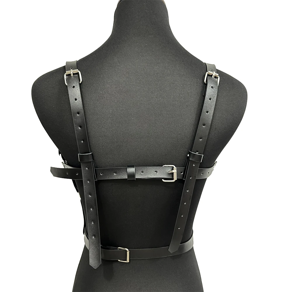 PU Leather Lingerie Harness Women Sexy Chest Bondage Harness Goth Bra Strap Belts BDSM Fetish Clothing Adult Erotic Rave Outfit