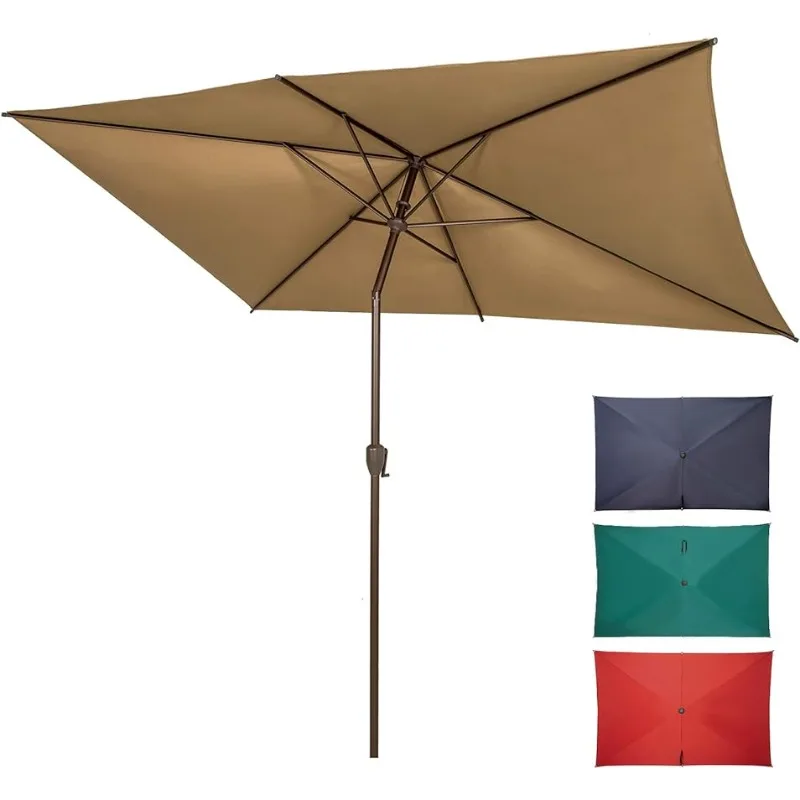 

6.5x10ft Patio Umbrella Rectangular Outdoor Table Umbrella with Crank & Push Button Tilt for Terrace Backyard, Garden Courtyard