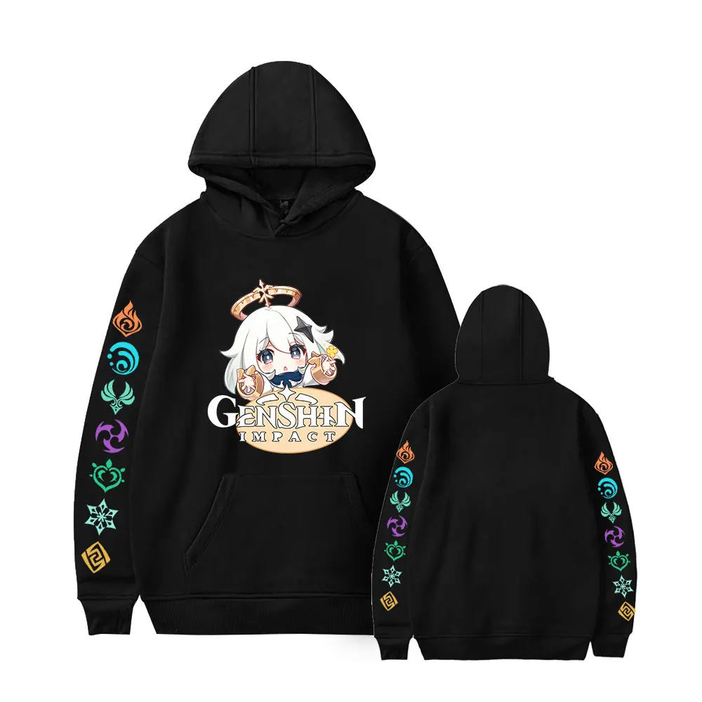 Yuanshen Game Peripheral Printed Hoodie Harajuku Lazy Style Small Crowd Design Pullover Couple Parent-child Clothing