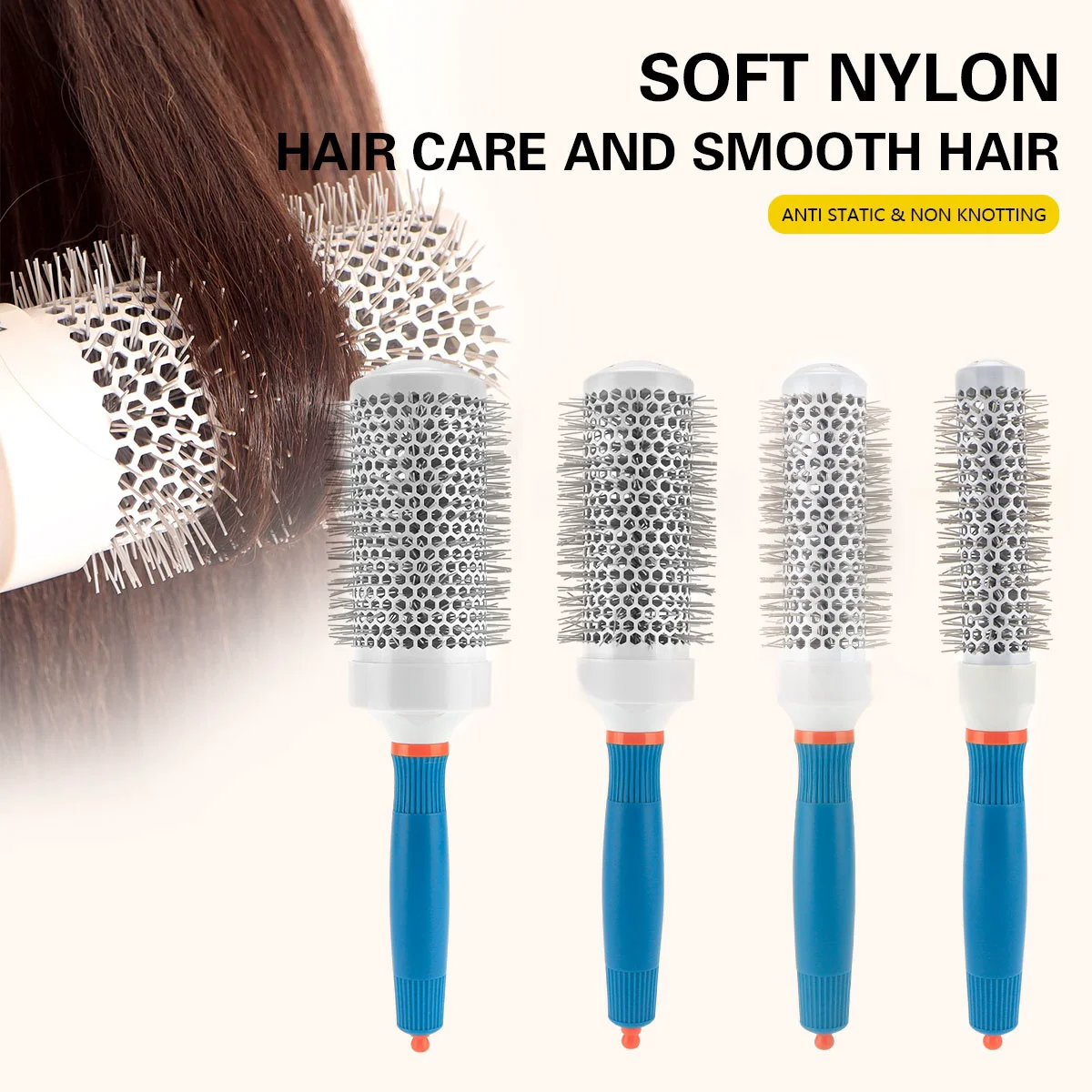 Pro Women\'s Round Curly Hair Comb Hairdresser Hair Styling Hairbrush Wet Dry Dual Use Hairdressing Combs Barber Rollers Tools