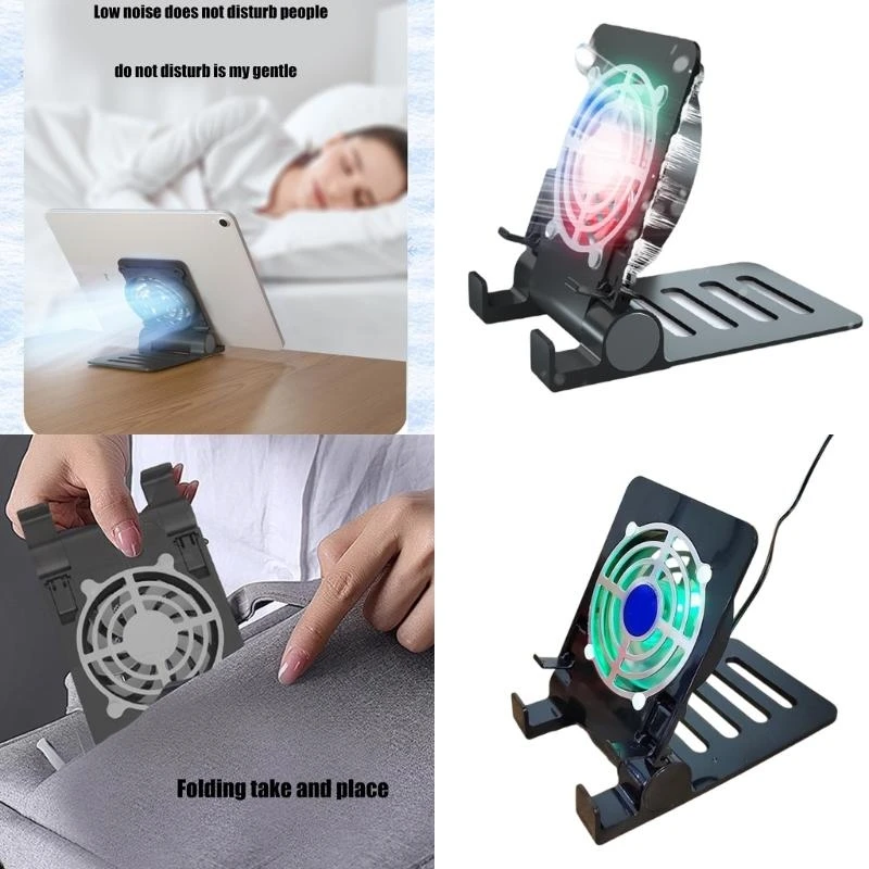 83CE USB Tablet Phone Cooling Stand, Quiet Fan With Stable Folding Bracket Cooling Support For Electronic Devices Stable Base
