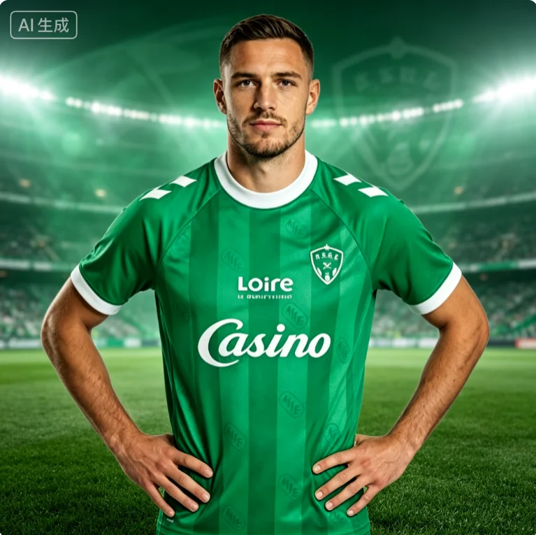 26-27 Neues Saint Etienne Herren-Fußballtrikot 3D-Druck Sportshirt Schnelltrocknend Lässig Geeignet für Tägliches Training