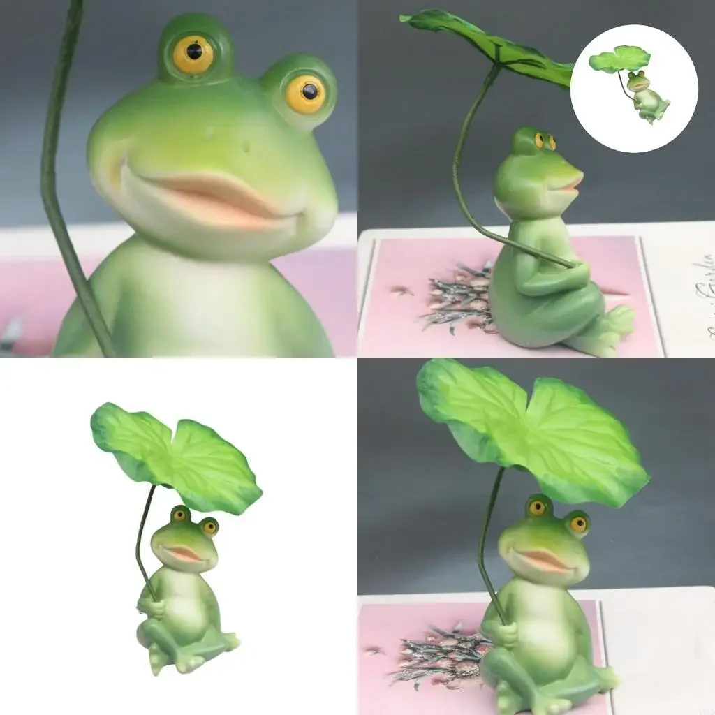 Lovely Frogs Sculpture Weather Prevent Resin Art Craft Figurine For Garden Terraces Balcony Aquariums Decoration M4YD