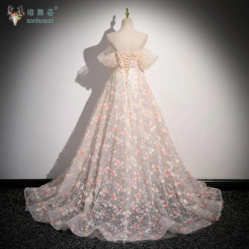 Elegante um pescoço fora do ombro vestido de noite exame de arte vestido de lantejoulas fino ajuste a linha malha apliques vestidos quinceanera