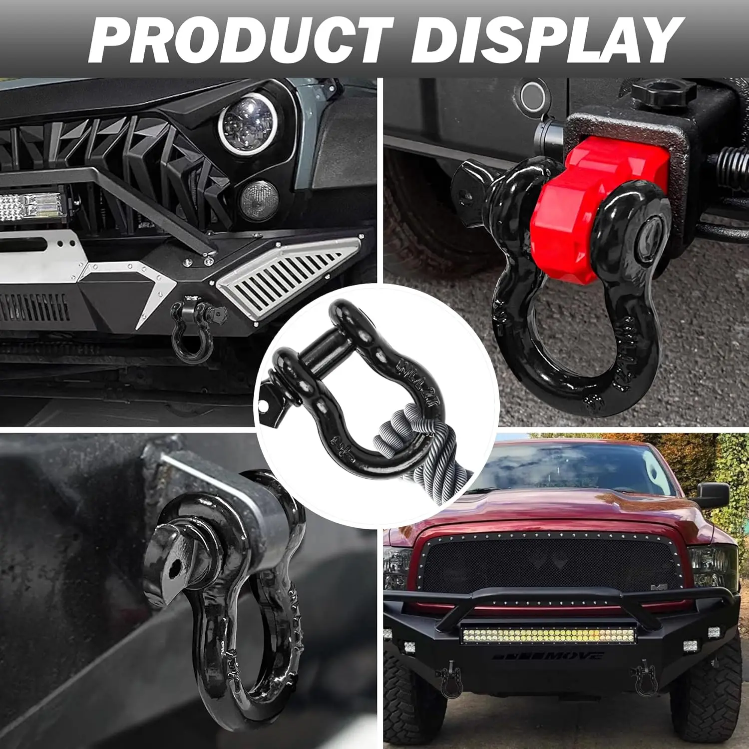 1/2" D Ring Shackle with 9/16" Screw Pin, 26400 lbs Break Strength, Heavy Duty Recovery Winch Shackle for Jeep Truck SUV ATV UTV view 6