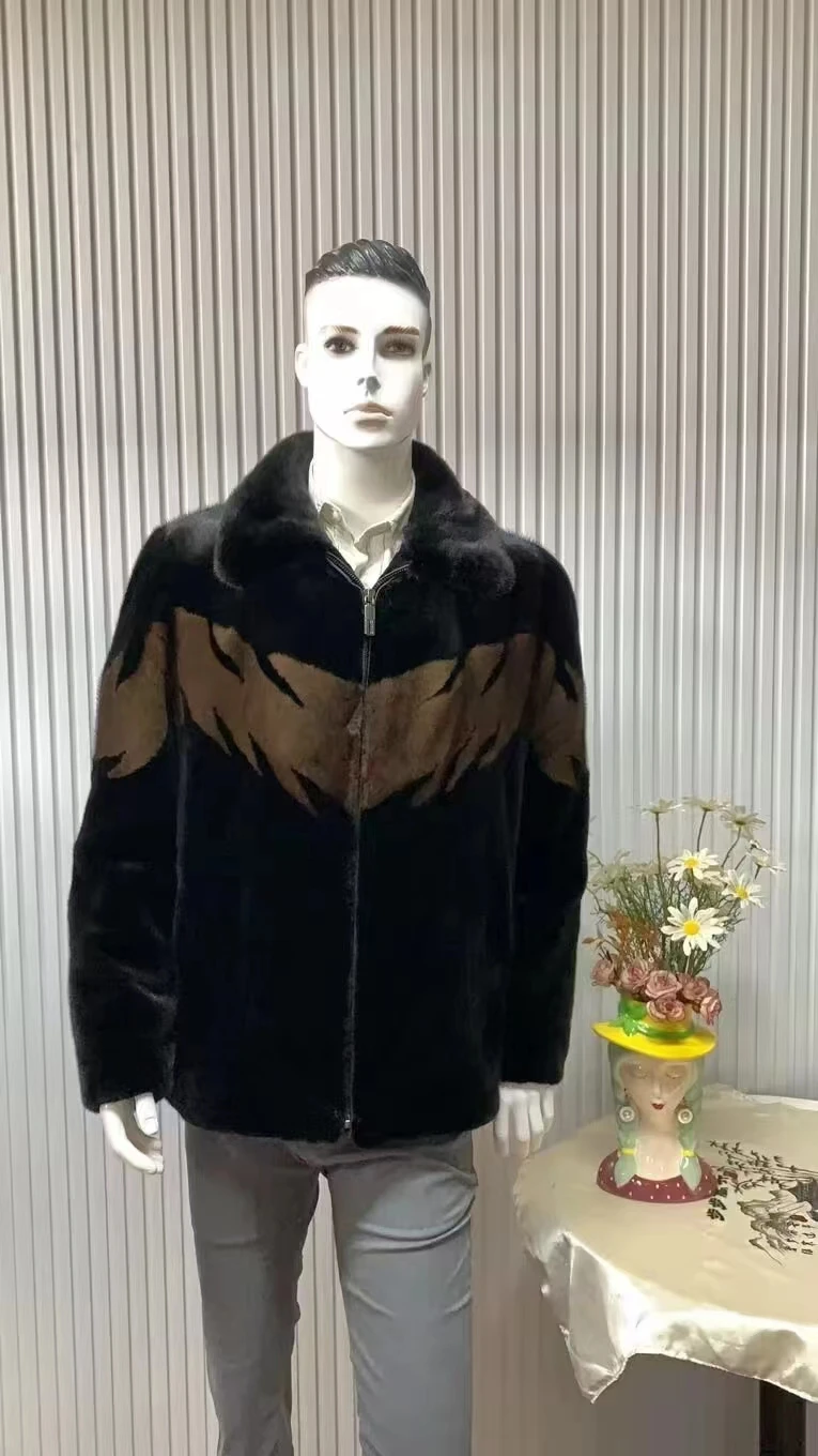 Inverno ao ar livre masculino casaco de pele de vison moda jaqueta de pele de vison