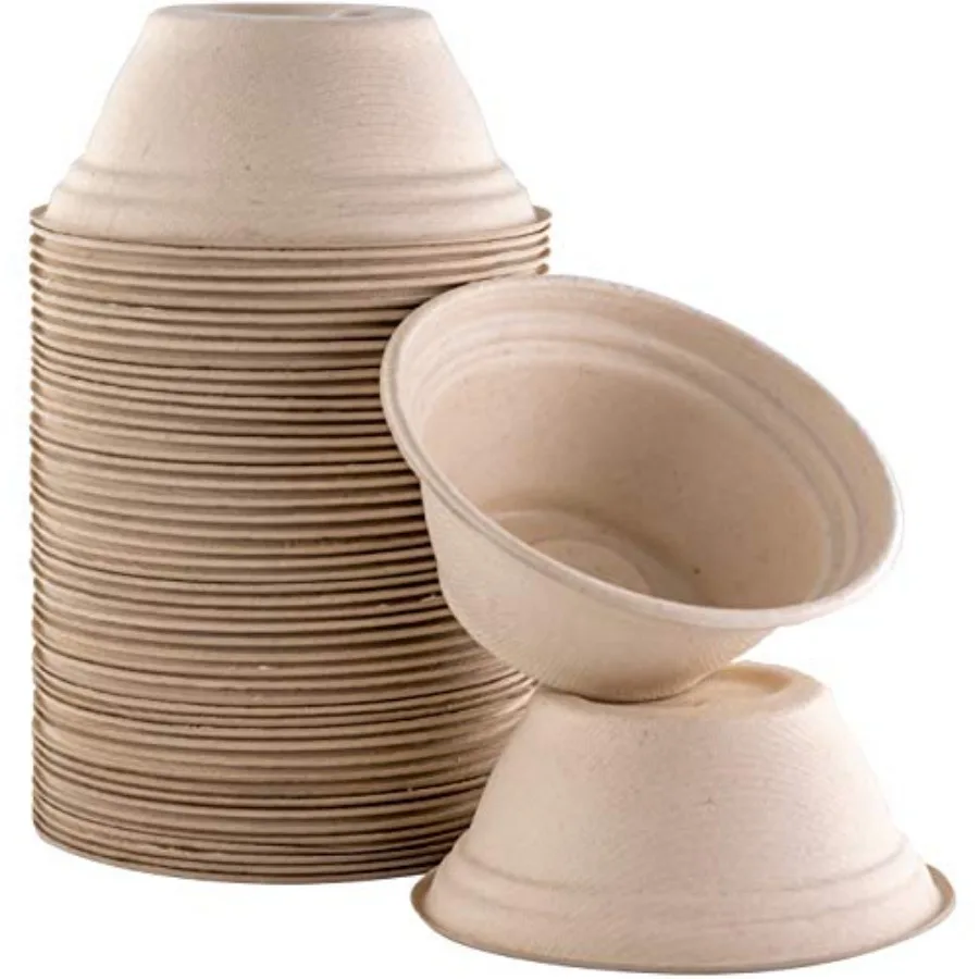 Mini 8 Oz Restaurant-Grade, Bowls Bulk Pk. Great for Ice Cream, Chili or Soup. Disposable, Compostable Small Bowls are Allergen