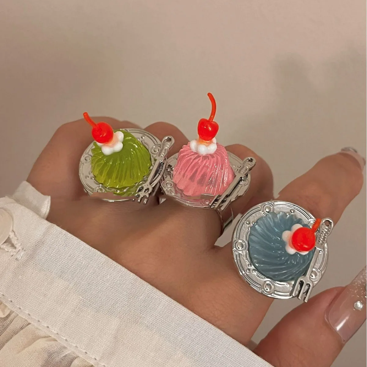 Jelly Pudding Ice Cream Cherry Fruit Ring