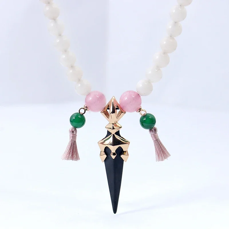 Game Genshin Impact Xiao Cosplay Necklace Unisex Demon slaying pestle Vigilant Yaksha Pendant Beads Chain Choker Jewelry Accesso