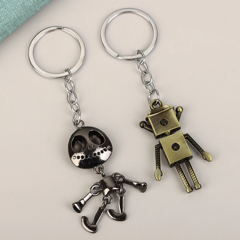 Movable Skeleton Key Chain Metal Robots Car Key Ring Pendant Backpack Charms Bag Decor Accessories Friend Gift