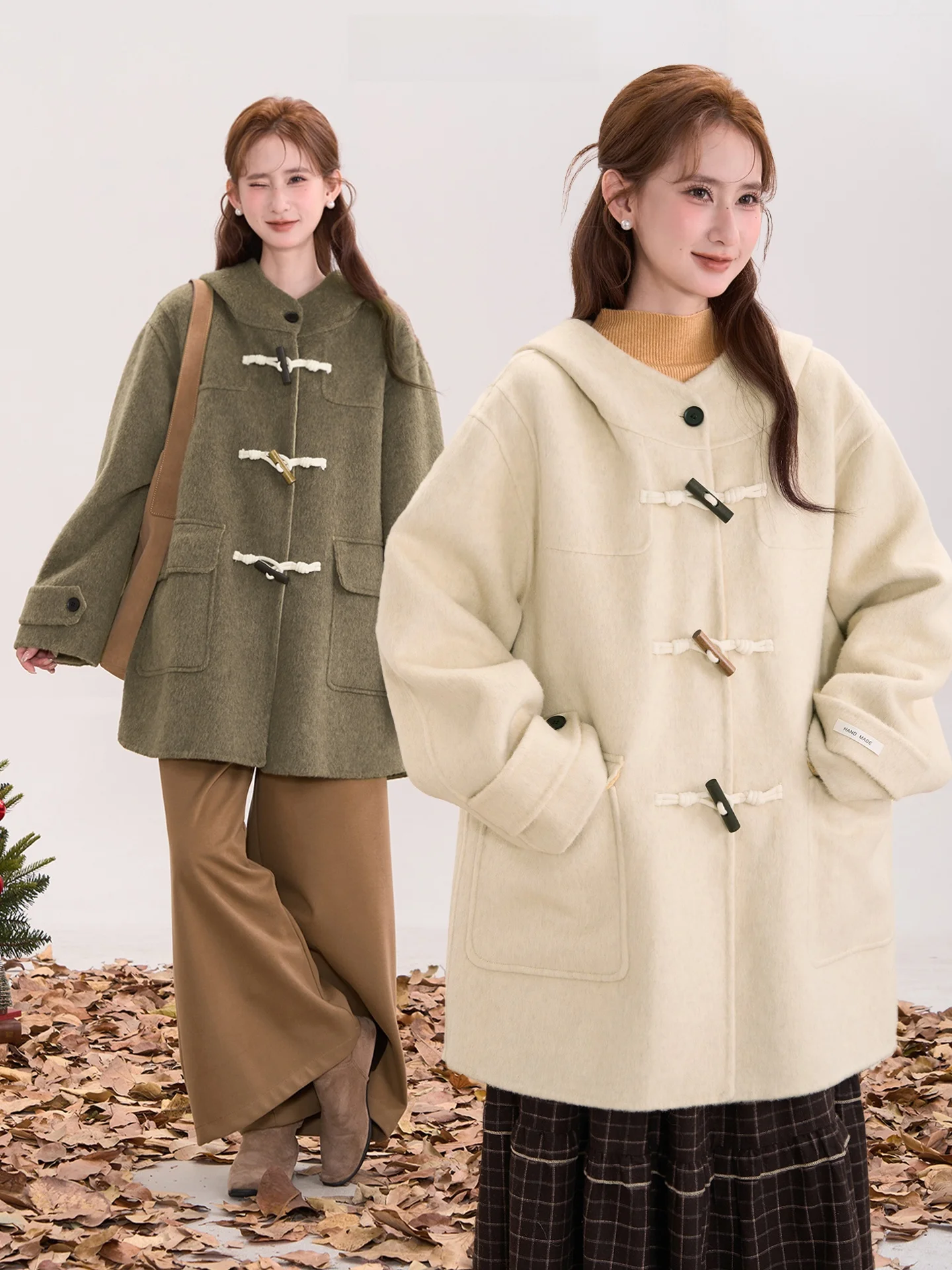 

Heme 682 двустороннее шерстяное пальто со шляпой для женщин в стиле ретро Long Sve средней длины Thiened Online Exclusive S