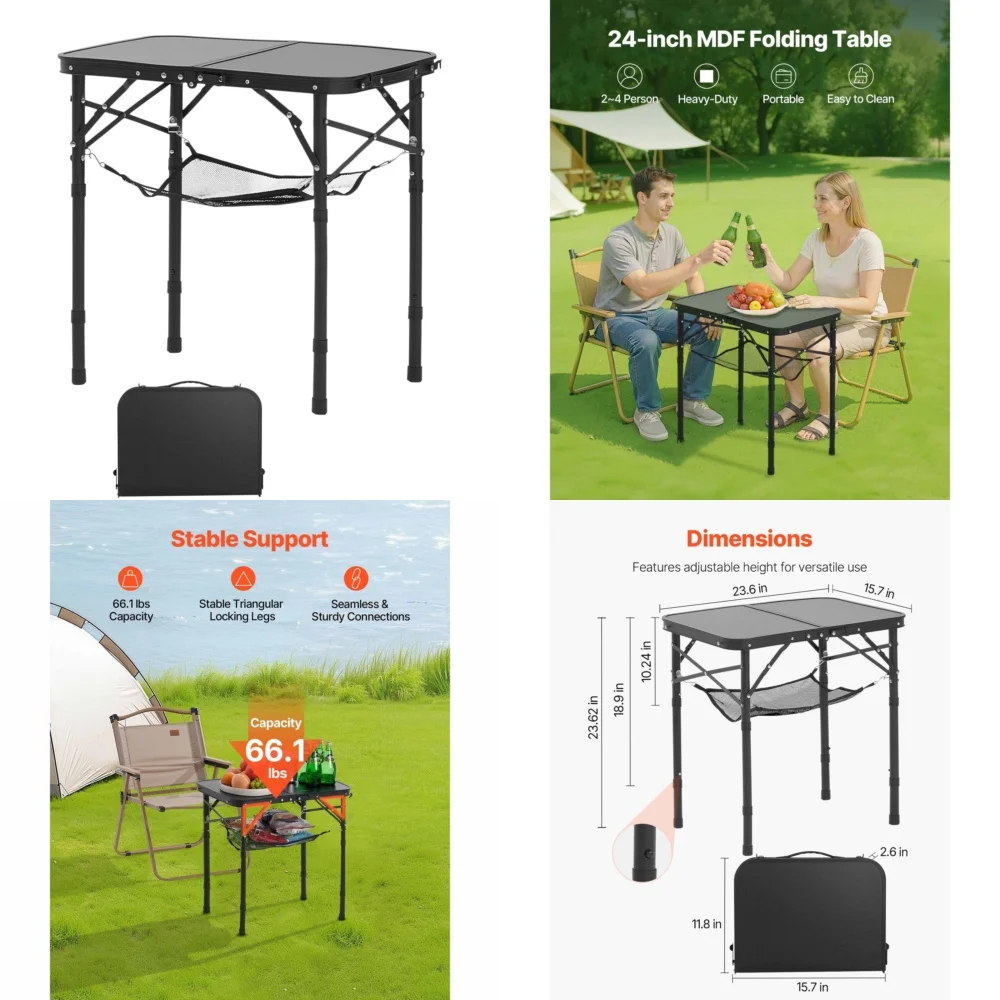 

Outdoor tablesPortable 2ft Aluminum Camping Table Adjustable Height Lightweight Foldable Outdoor Picnic Table Compact Travel