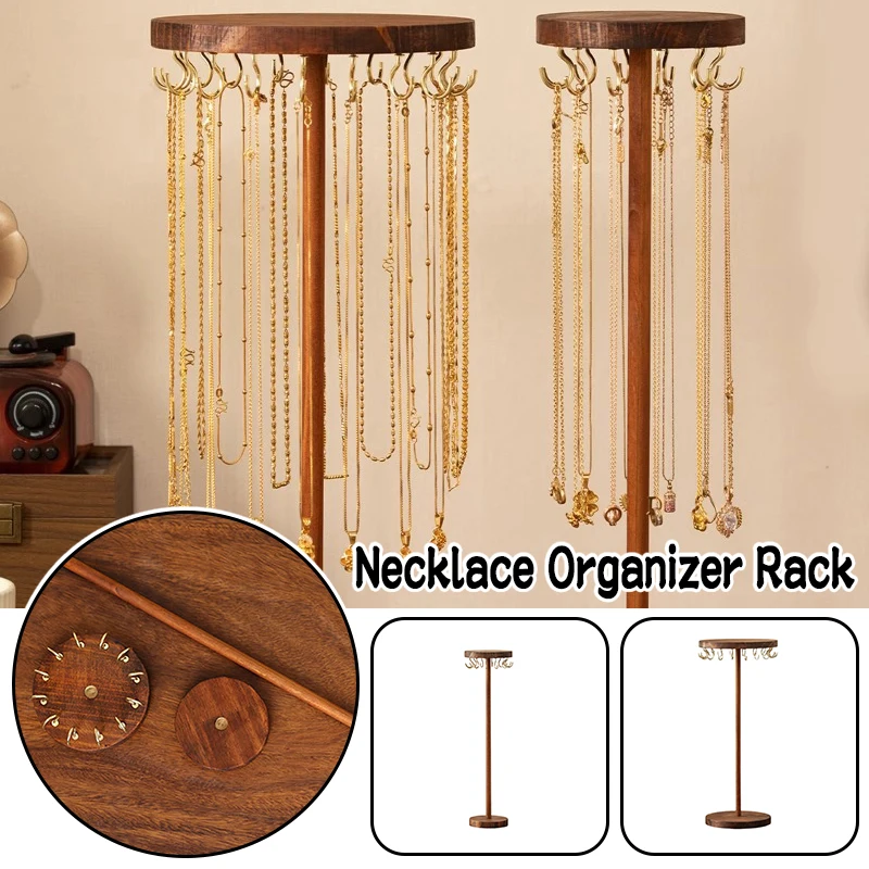 الخشب مجوهرات عرض موقف معلق منضدية تخزين الرف سوار قلادة حامل مُنظِم تخزين متعدد الوظائف الرف جديد #3