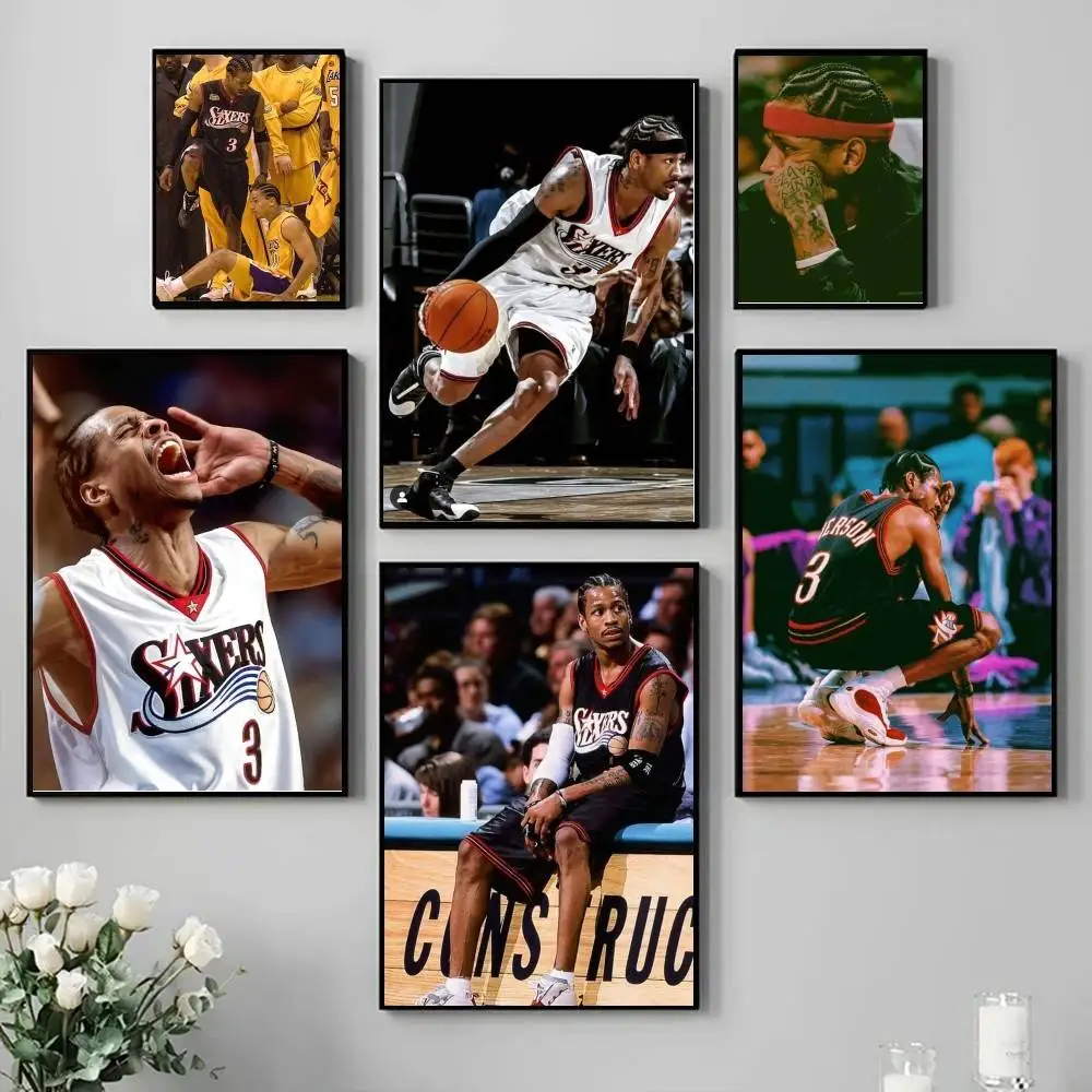A-Allen I-Iverson Poster Self-adhesive Art Waterproof Paper Sticker Coffee House Bar Room Wall Decor