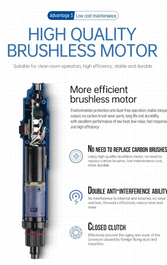 

A-BF Brushless Electric Screwdriver Adjustable Automatic Electric Batch 60W Industrial Grade Phone DM-222S A-BF 1000-1400RPM