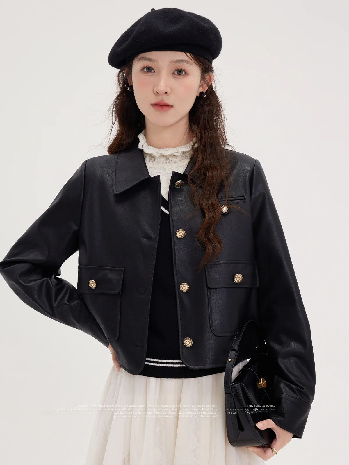 Sweet Cool Bla Biker Couro Jaet Feminino Casual Sle Outono Inverno Nova Chegada Commute Sle Or Comprimento Linha Única Mult...