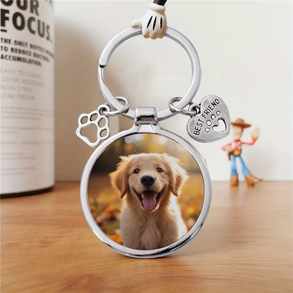 Custom Photo/Text Keychain, Personalised Laser Engraving on the Back, Pet Dog Memorial Keychain, Unique Personalised Keepsake