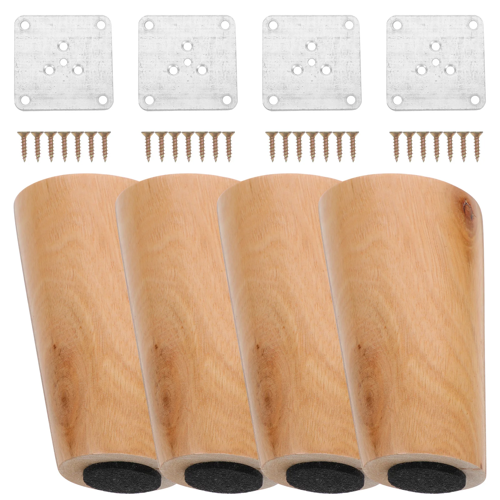 

4Pcs Solid Wood Furniture Legs Polished Durable Tilted Cabinet Sofa Table Replacement Legs Feet for Bed Dresser Coffee Table