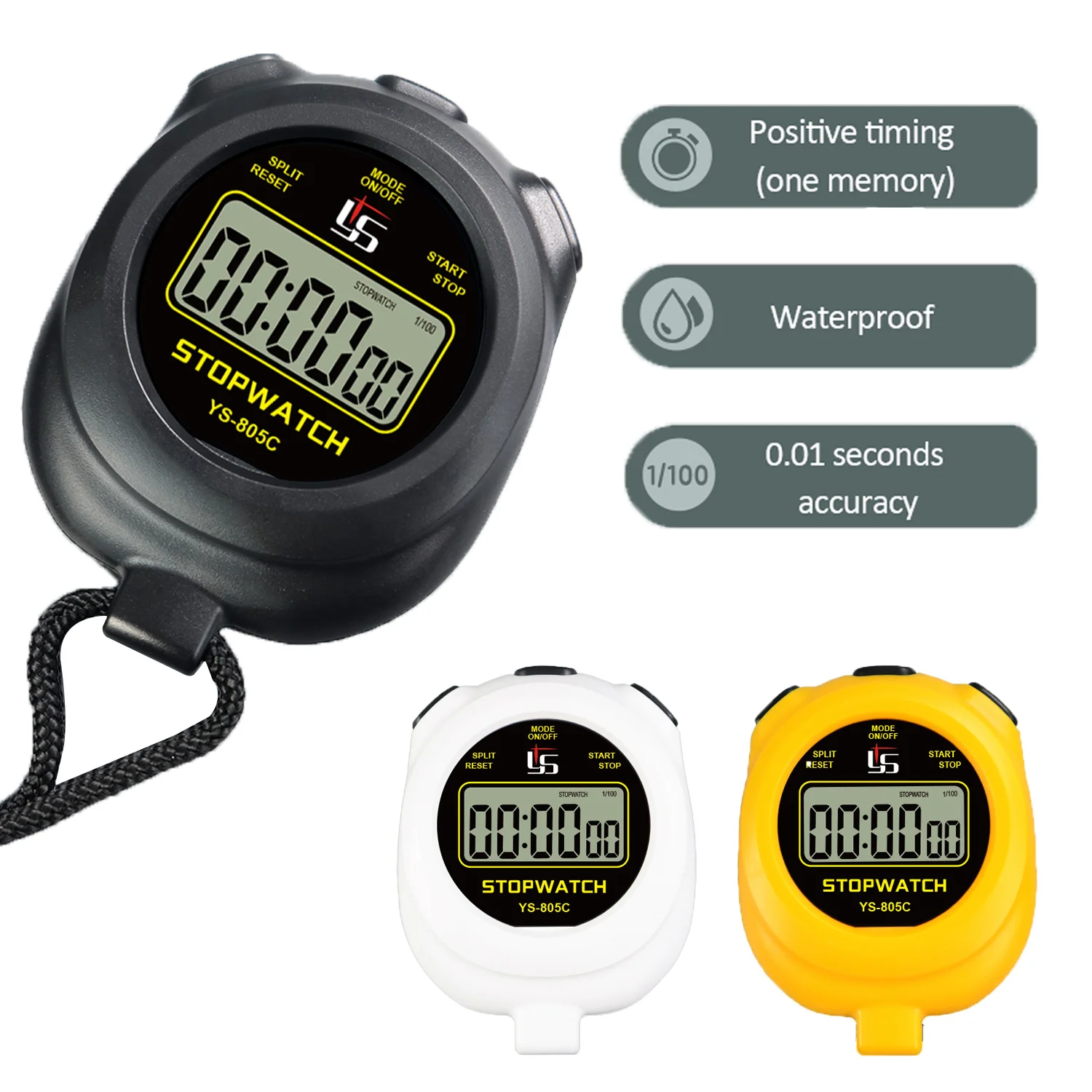 Waterproof Stopwatch Chronometer Handheld Pocket Stopwatch 0.01s Accuracy Sports Timer Portable Fitness Timer Stopwatch Timer