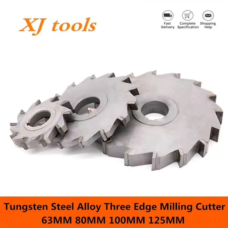 NEW 1Pcs 63mm 80mm 100mm 125mm Tungsten Steel Alloy Three Edge Milling Cutter, Alloy Milling Cutter,4mm-20mm Thickness