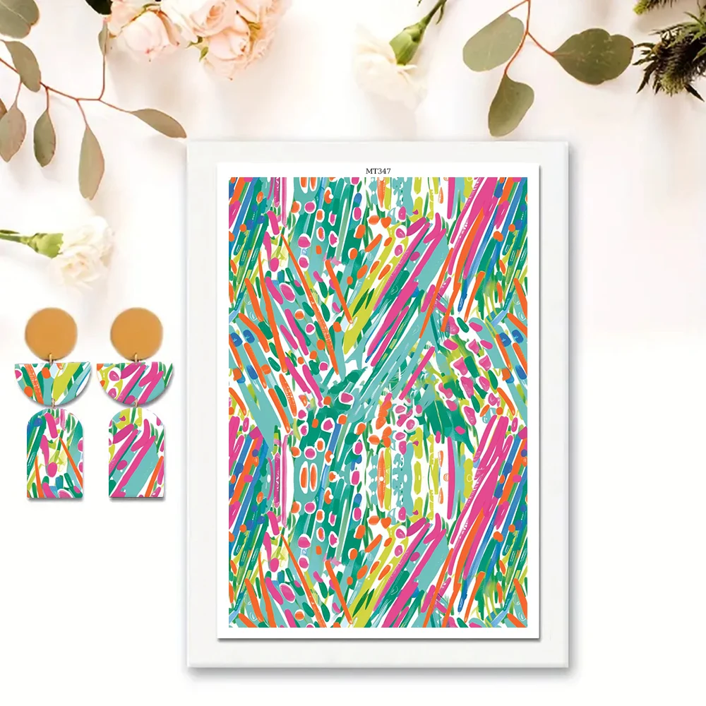 2024 nowa glina polimerowa papier transferowy tulipan kokardka kolorowe malowanie abstrakcyjny wzór naklejki dla DIY biżuteria wisiorek Decor — zdjęcie 6