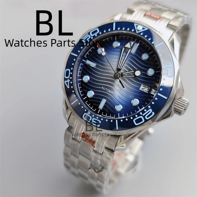 

BLIGER 41mm Watch For Men With Gradient Summer Blue Wave Dial Bezel Sapphire Glass NH35 Automatic Mechanical Wristwatch Steel