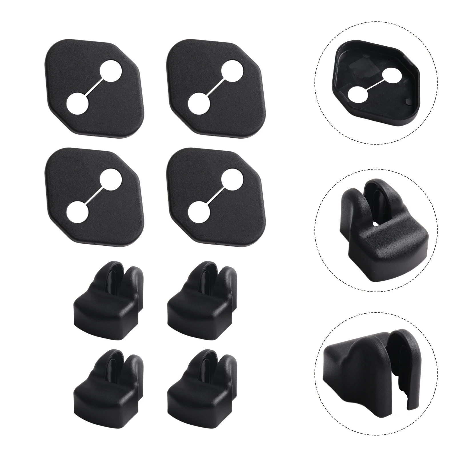 العلامة التجارية الجديدة قفل باب السيارة غطاء حماية باب السيارة تصميم أسود قفل الباب غطاء حماة 5*5*5 8 قطعة شاحنة سيارة #4