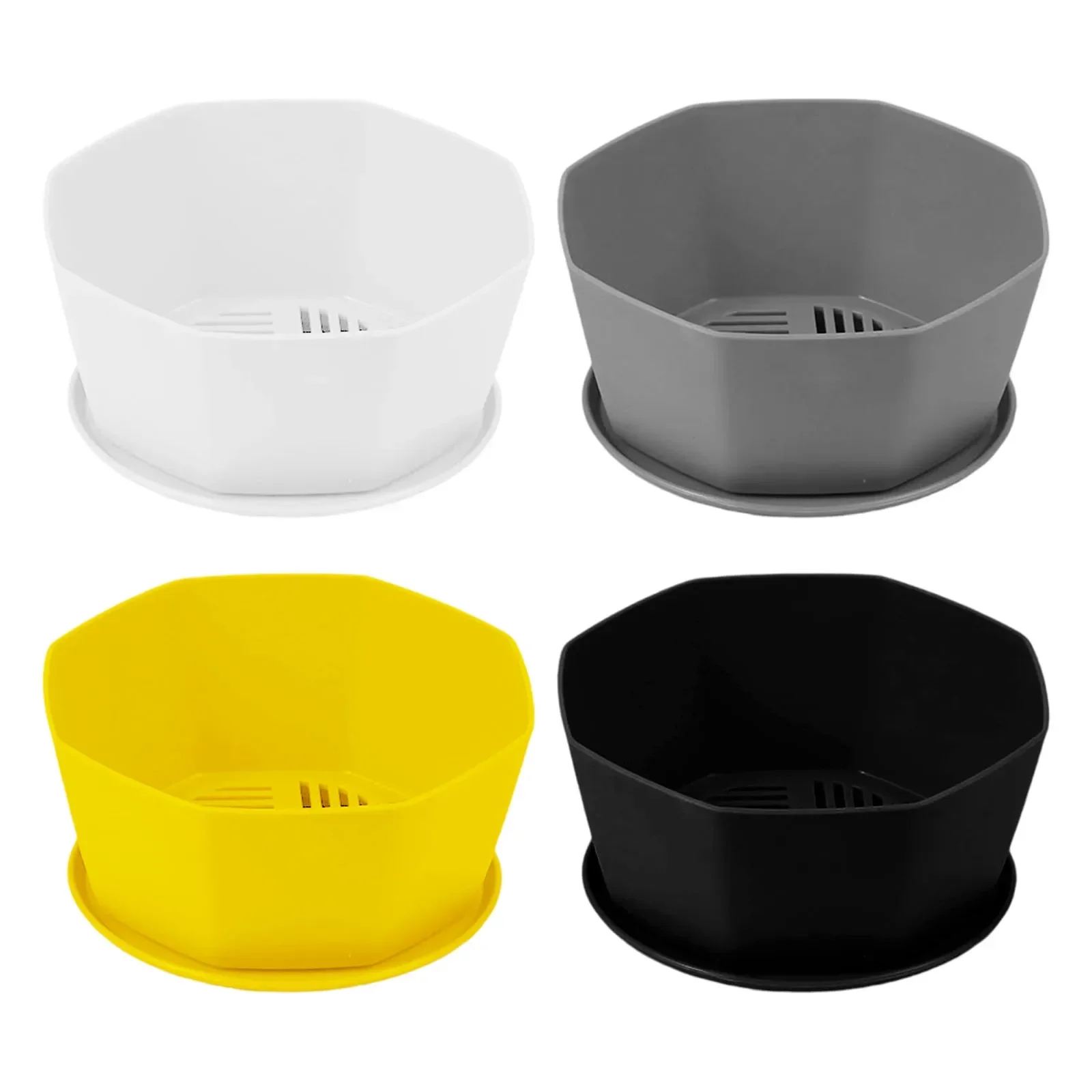 Drainage Round Plastic Flower Pots Set of 4 Perfect for Succulent and Cacti Display for Indoor and Outdoor Use