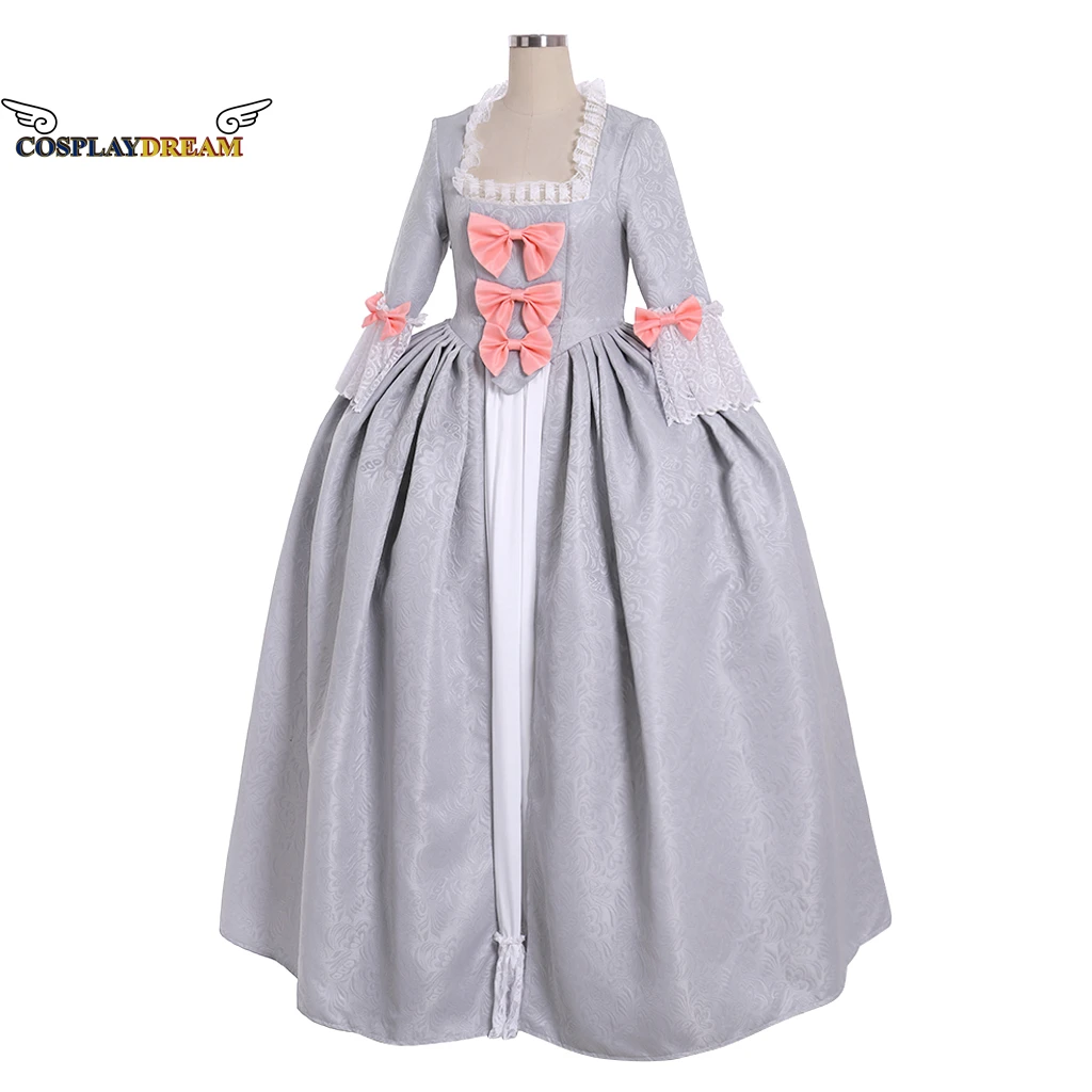 Medieval Clothing Rococo Court Gown Women's Light Gray Court Ball Gown 18th Century Marie Antoinette Colonial Georgian Dress