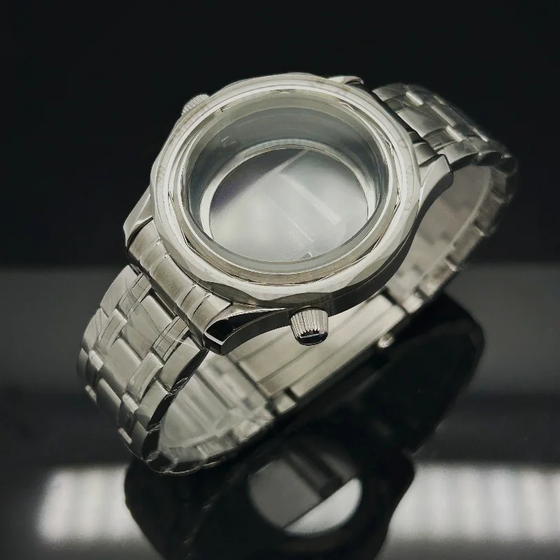 42 ミリメートルシルバーステンレス鋼ケースミネラルガラス Sek Omg 海馬 300 NH34 NH35 NH36 スポーツ防水メンズケーススチールバンド