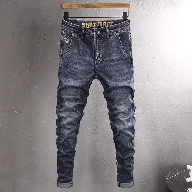 

Slim Fit Casual Jeans Men's Spring Autumn Versatile Elastic Slimming Long Pants Trendy Brand Cotton Stretch Denim Youth Popular
