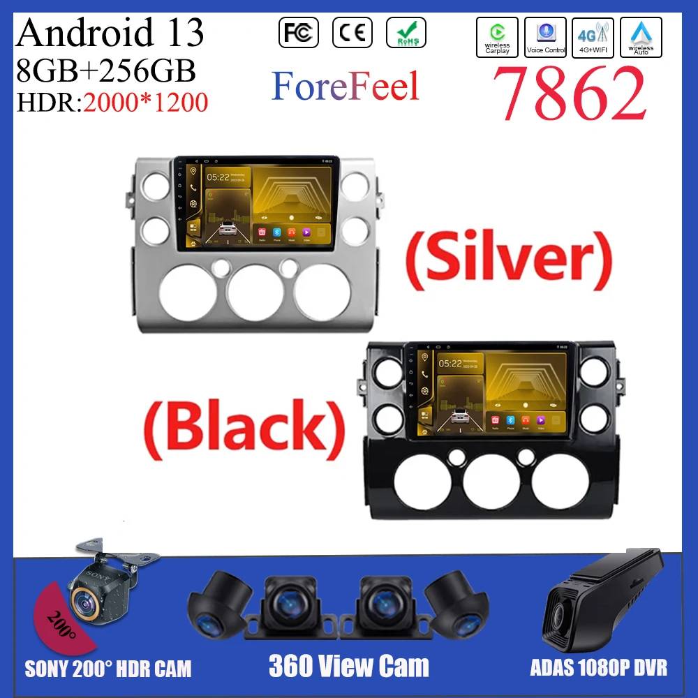 

Android 13 For Toyota FJ Cruiser J15 2006 - 2020 Car Stereo Monitor Radio Multimedia Navigation GPS Player Carplay NO 2DIN DVD