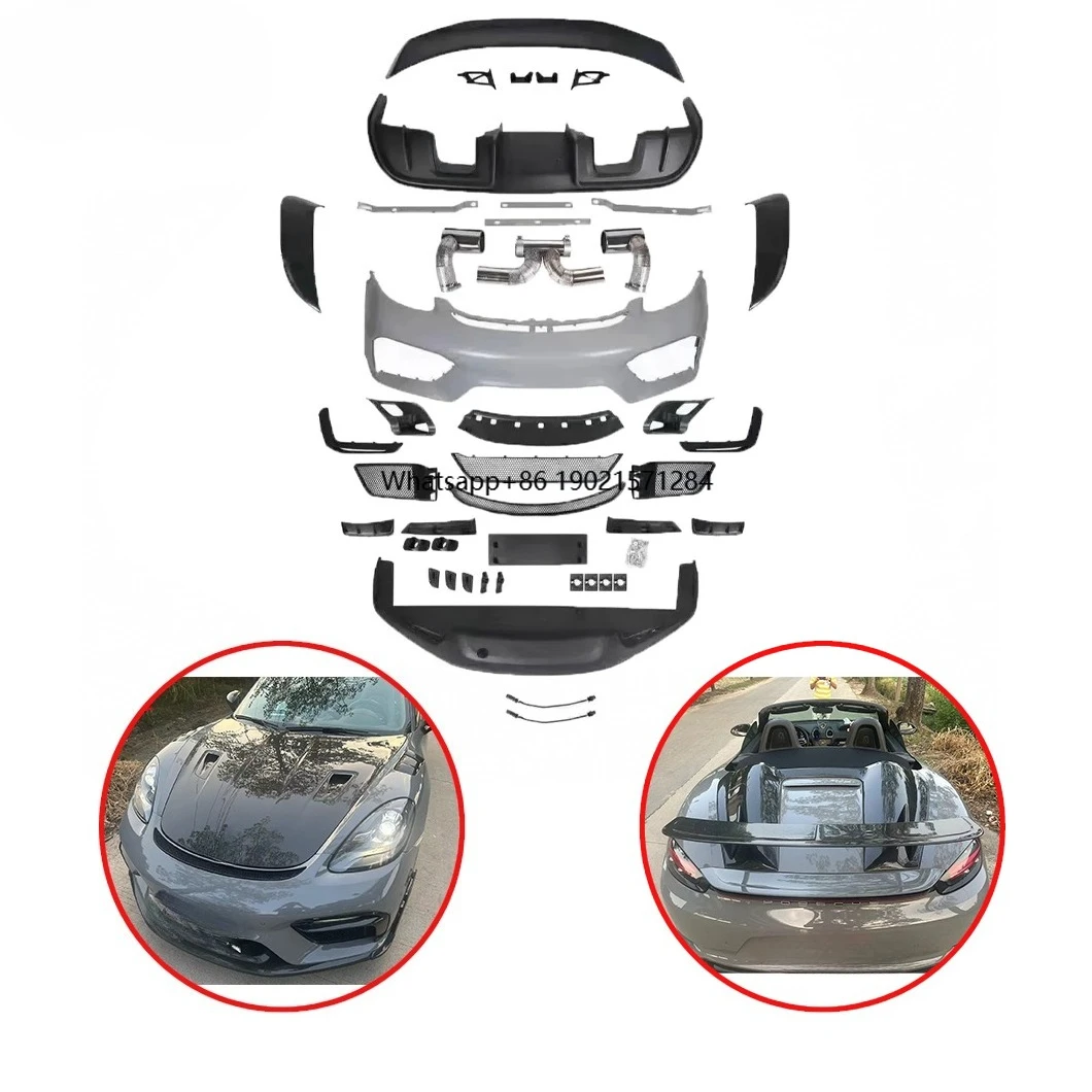 

Обновление для комплекта кузова в стиле RS для 718 Boxster Cayman, пластиковый полипропиленовый передний бампер, боковые юбки, задний диффузор, автозапчасти
