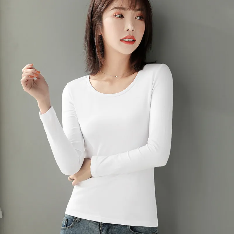 Slim Fit Low Neck Long Sleeve Base Shirt Women's Fashionable Tight T-Shirt Korean Style Commute Wind Winter Spring Autumn Top