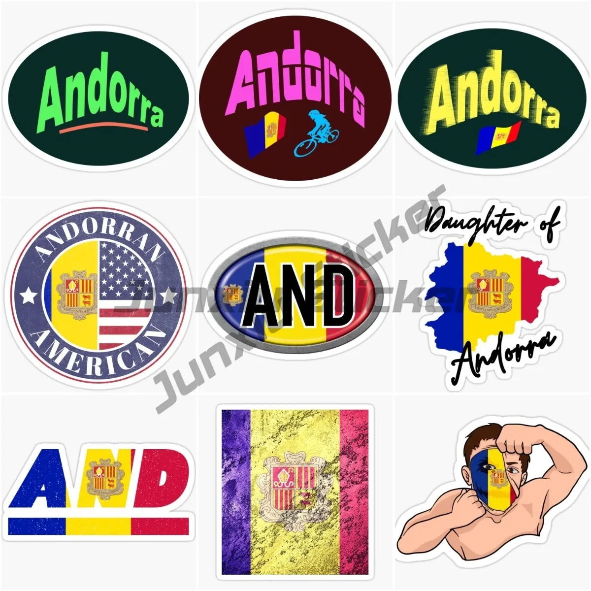 

Creative AND Andorran Flag, Emblem, Map, Car Sticker Suitable for Smooth Surface Vinyl PVC Self Adhesive Waterproof Stickers