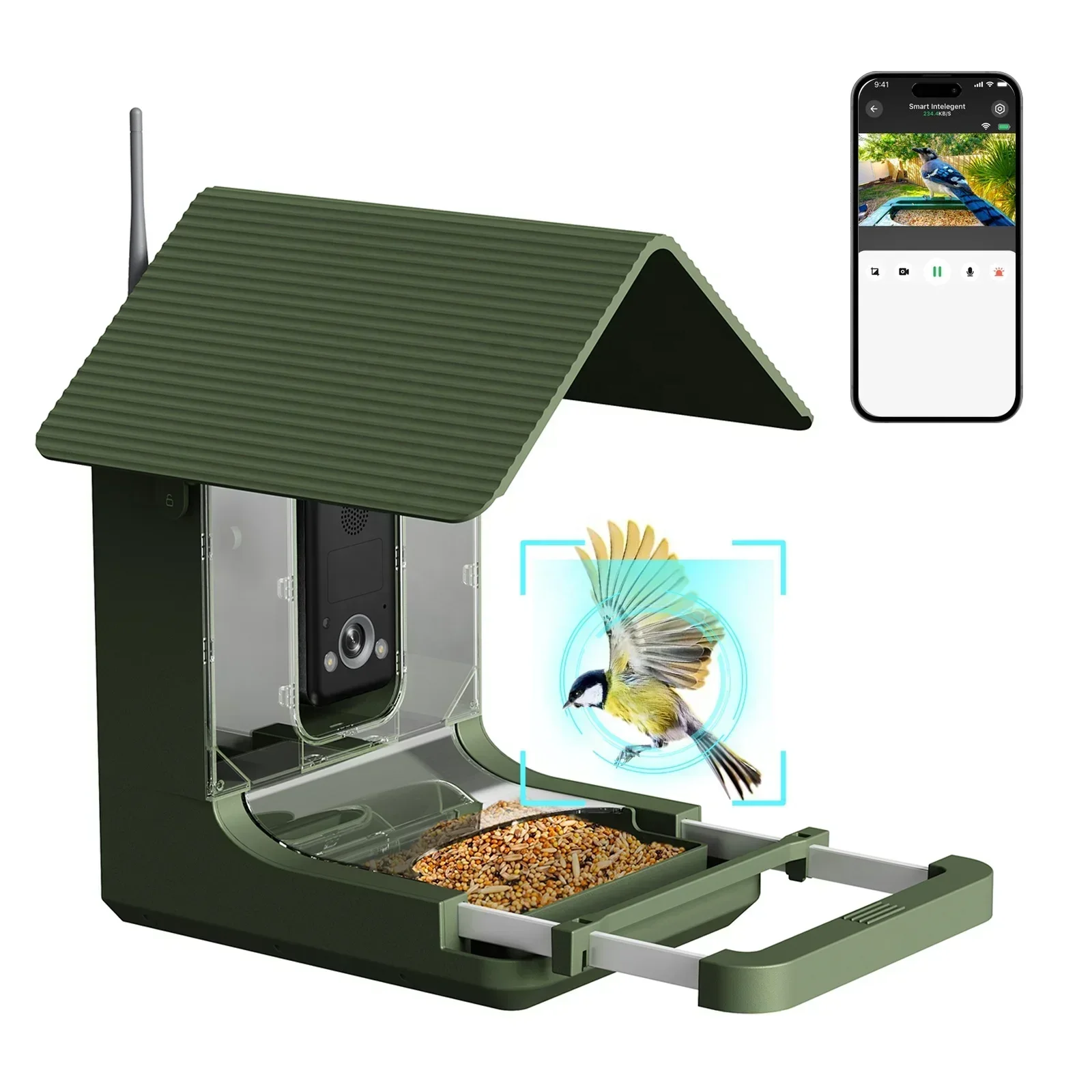 AI Identify Smart Bird Feeder Live View Wild Bird Watching Cam Bird Buddy House With Camera