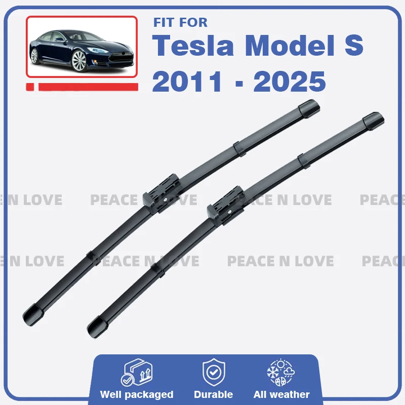 

Для Tesla Model S 2011-2025 2 шт., щетки переднего стеклоочистителя, резиновые щетки для лобового стекла, автомобильные аксессуары, наборы запасных частей