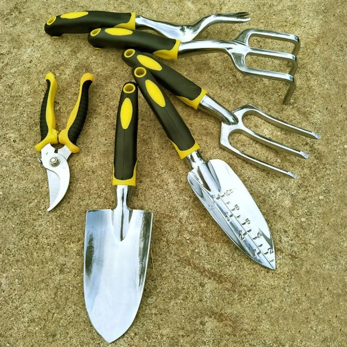Multi Functional Stainless Steel DIY Durable Garden Tools 7 Piece Set Non Slip Rubber Grip Outdoor Gardening Tasks OEM/ODM Stock