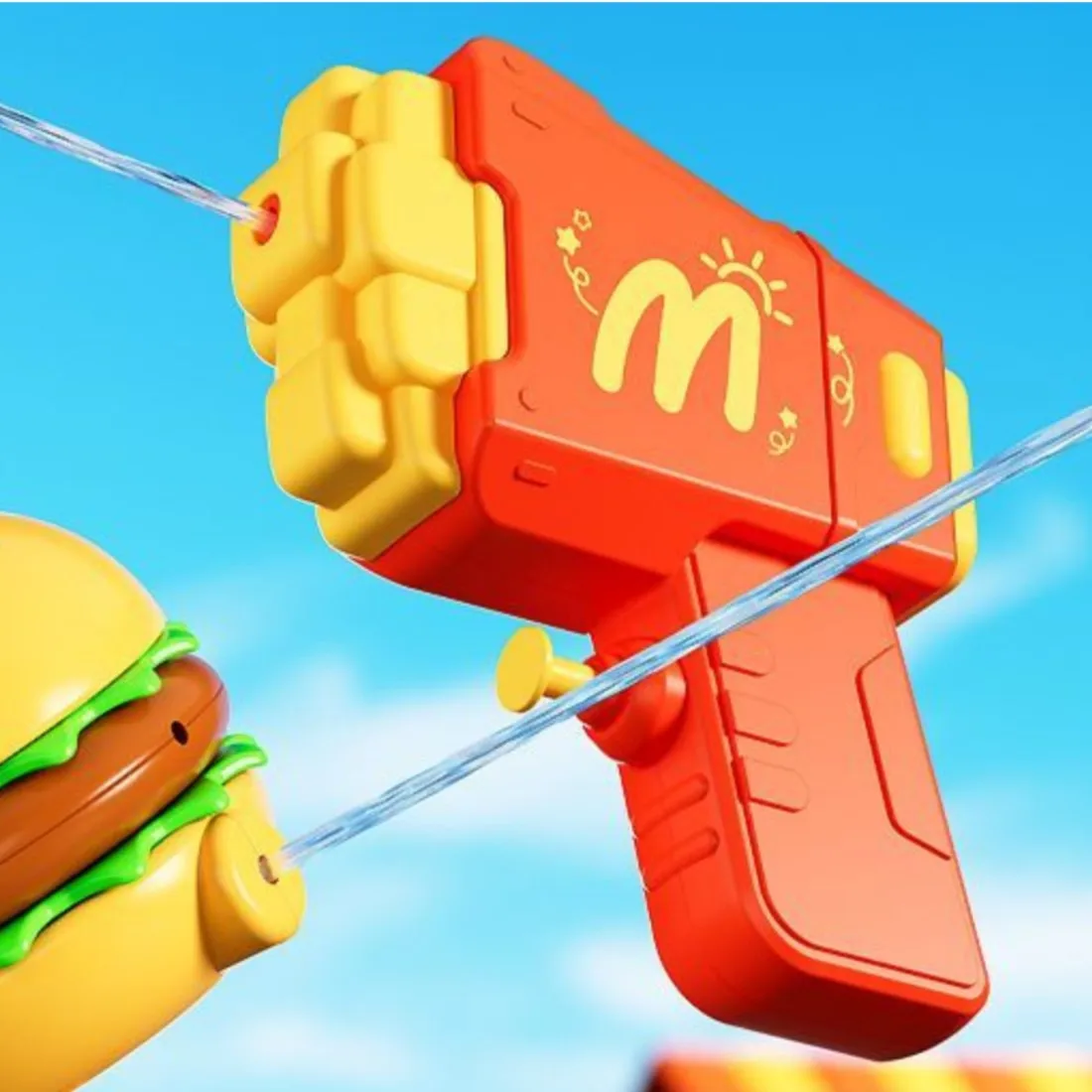 

1 PCS French Fries Hamburger Burger Water Gun Spray Hamburg Water Pump Guns Toy Water Pistol Novelty Kids Toys