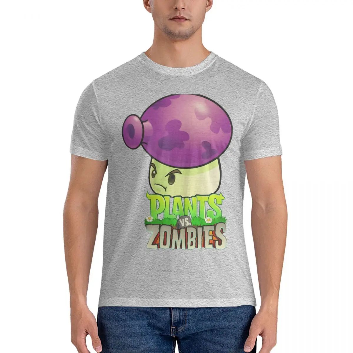 2025 نموذج جديد الفطر لعبة فيديو الرجال تي شيرت النباتات مقابل Z-الزومبي مضحك تيز قصيرة الأكمام س الرقبة تي شيرت القطن الخالص جديد أ
