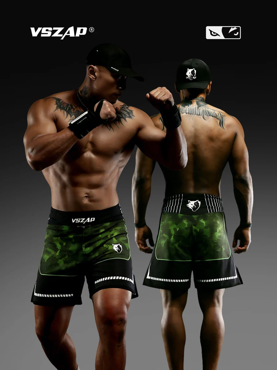 VSZAP Men's Camouflage MMA Sports Shorts Quick Dry Wear-Resistant Fitness Training Five-Quarter Pants