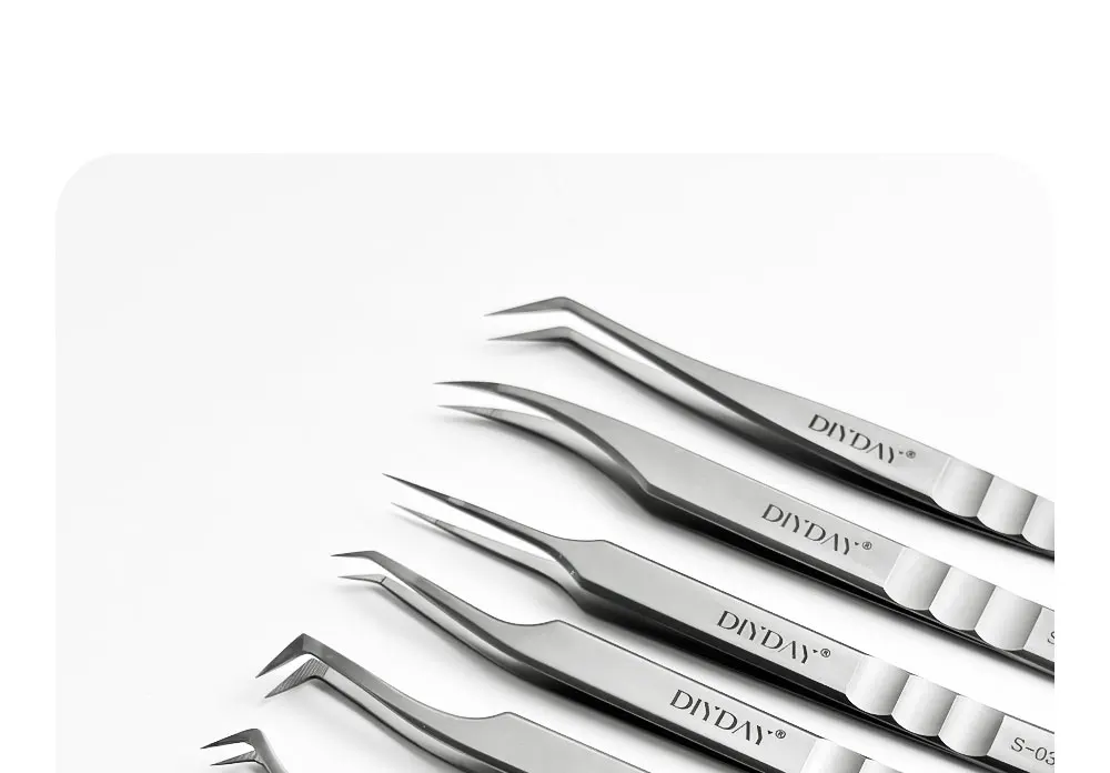 DIYDAY Wimpernverlängerungspinzette, Edelstahl, Augenbrauen-Präzisionspinzette, Faserspitze, Volumenisolierung, Wimpernverlängerungspinzette – Detail 13