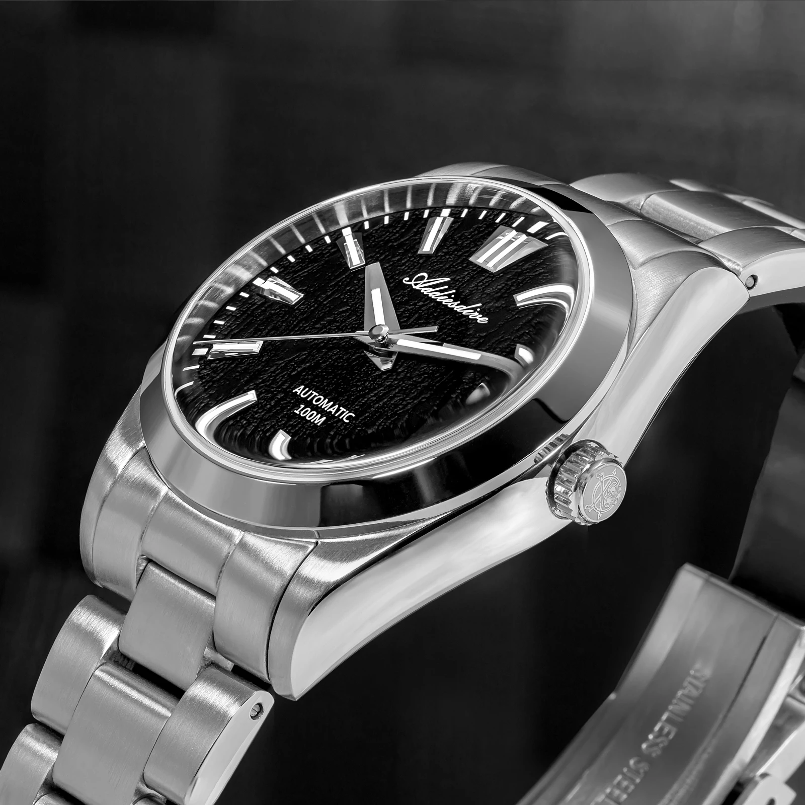 Addiesdive AD2075 Mannen Horloge 39 Mm Mode Schors Textuur Wijzerplaat Jurk Saffier Automatische Mechanische Horloges Waterdicht Lichtgevende Reloj