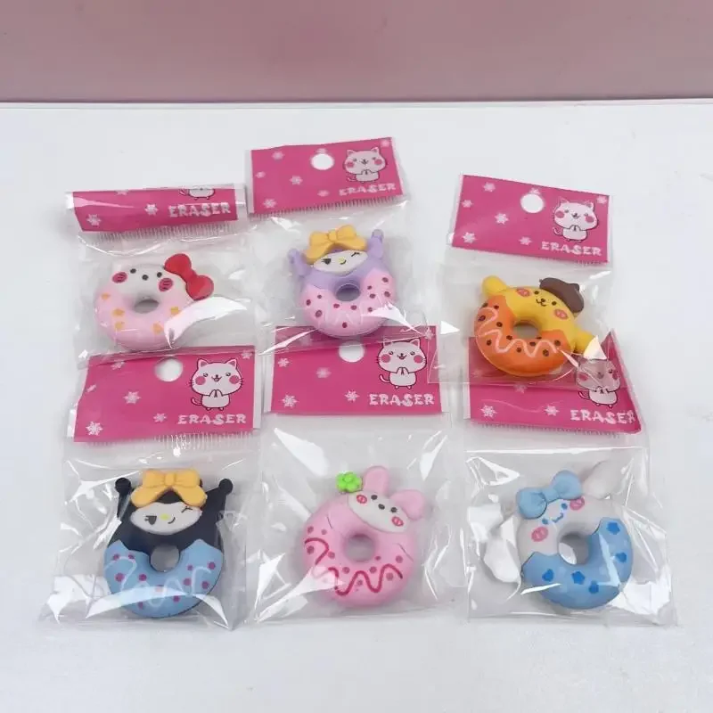 6 pièces Anime Hello Kitty Kurumi cannelle chien beignet crayon gomme étudiant fournitures de papeterie Sanrio gomme enfants cadeaux