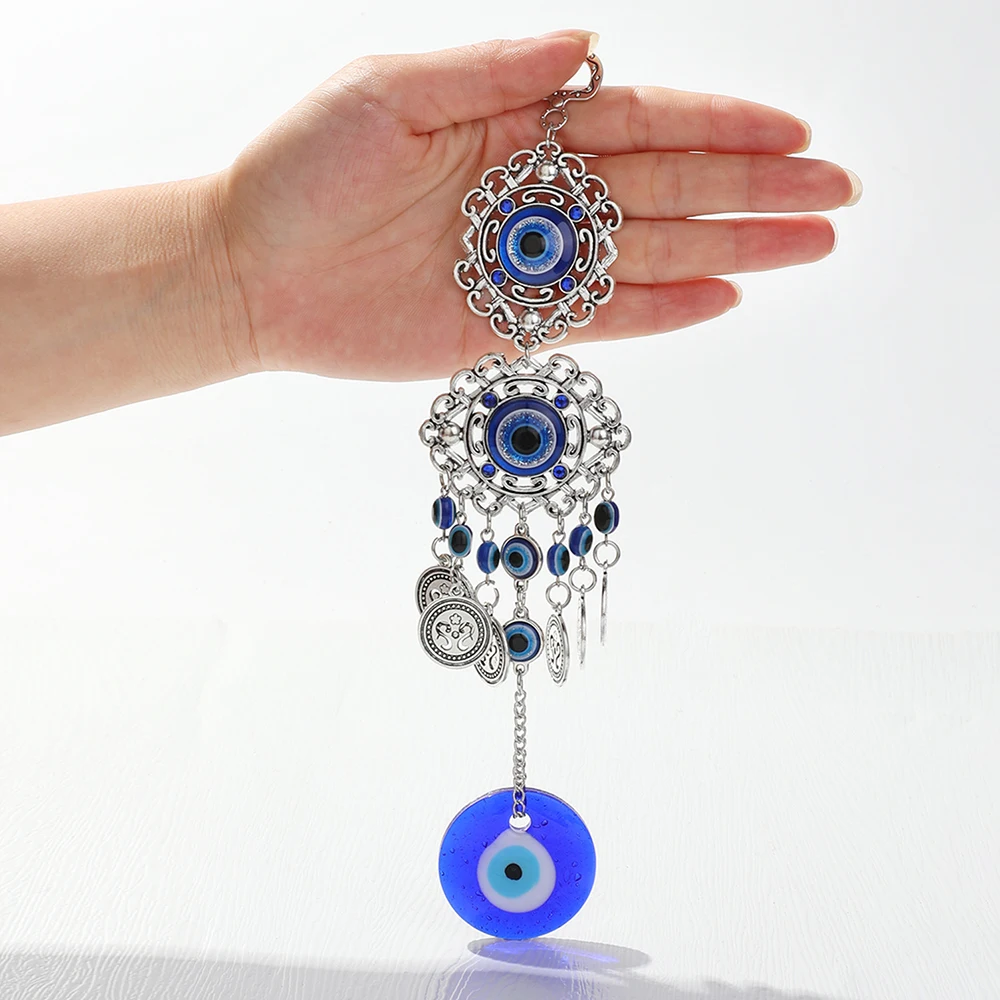 Turkish Blue Evil Eye Home Decor Hamsa Hand Moon Elephant Amulet Wall Hanging Ornament Evil Eye Protection Room Decoration Gift