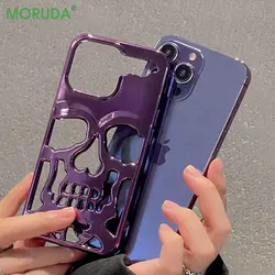 Hollow 3D Skull Callous Phone Case for iPhone 15 14 ProMax 15 Plus 13 12 11 Pro Max ins Luxury Plating silicone Shockproof Cover