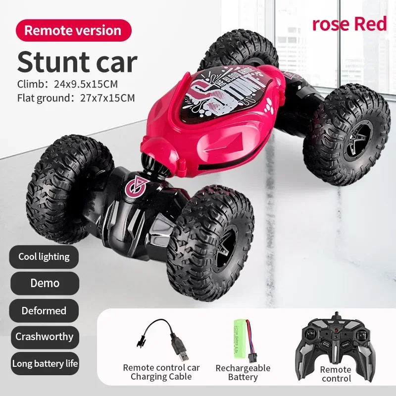 4WD Stunt RC car with LEDlights deformable twisting climbing gesture sensing radio 2.4G control car electronic toys for children