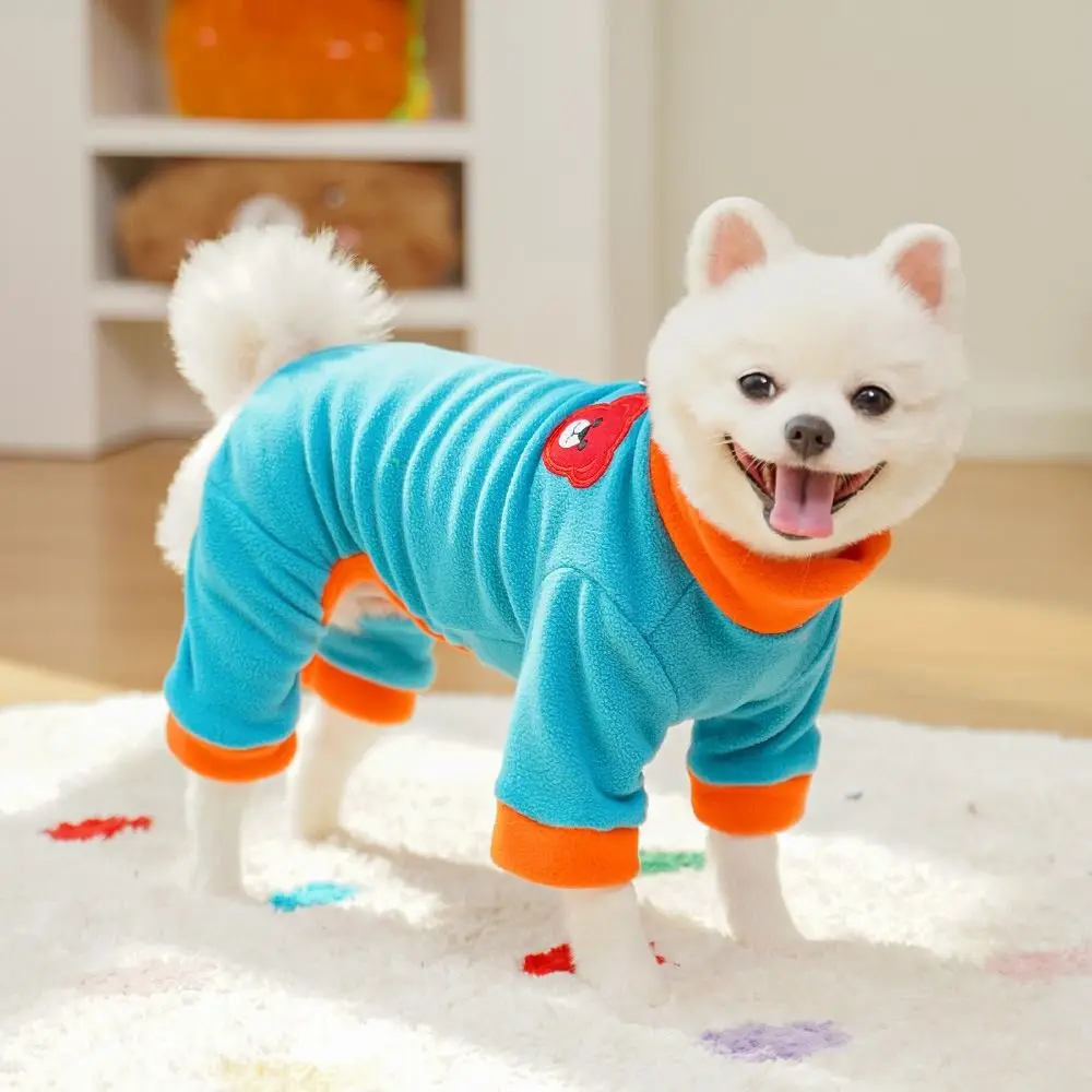 Combinaison confortable en peluche à motif d'ours pour chien, pyjama chaud avec anneau en D, chemise de base colorée pour animal de compagnie, vêtements à quatre pattes