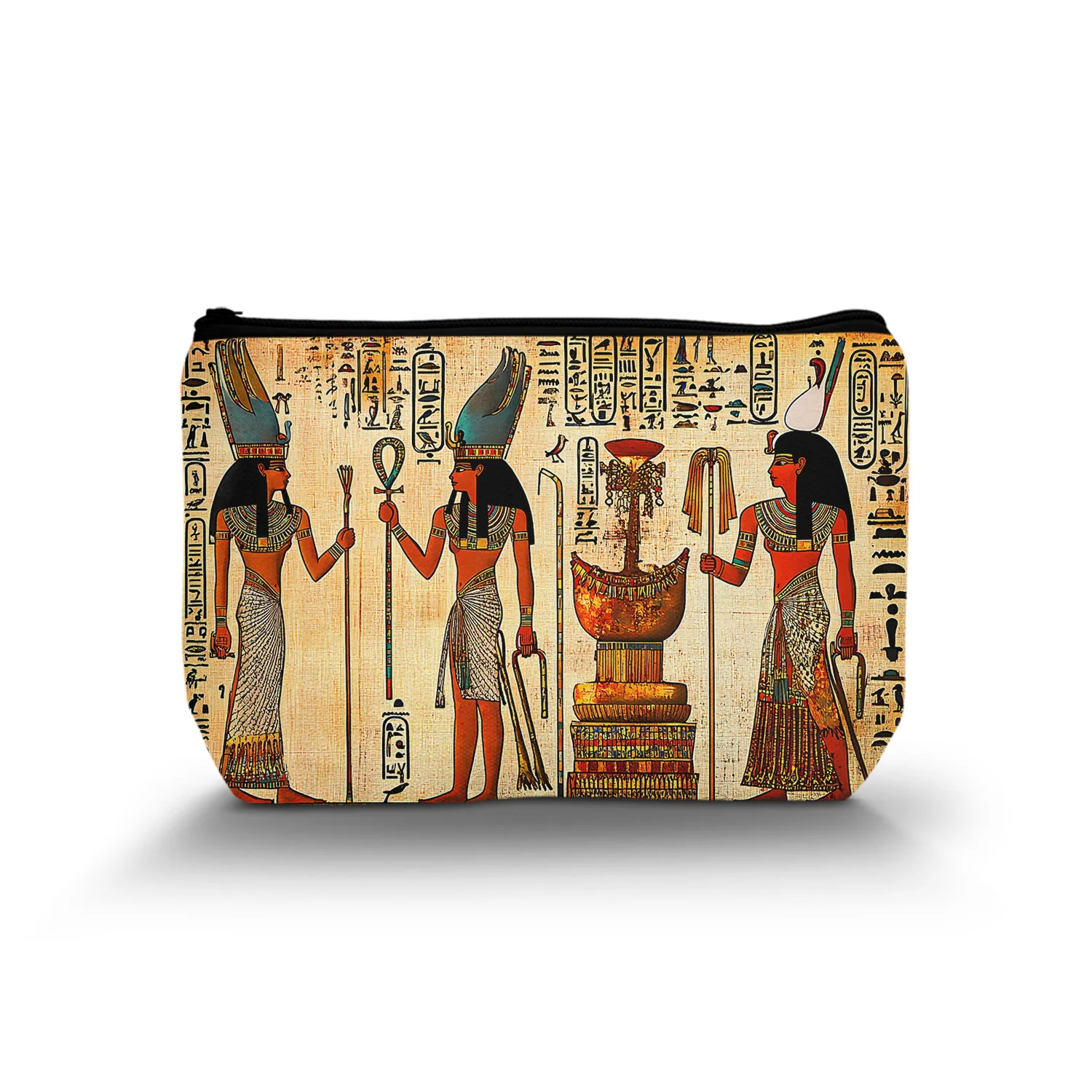 1Pc Egyptian Gifts Makeup Cosmetic Bag Ancient Egypt Mythology Egyptian Pharaoh God Hieroglyphs Makeup Gift For Egyptian Egypt