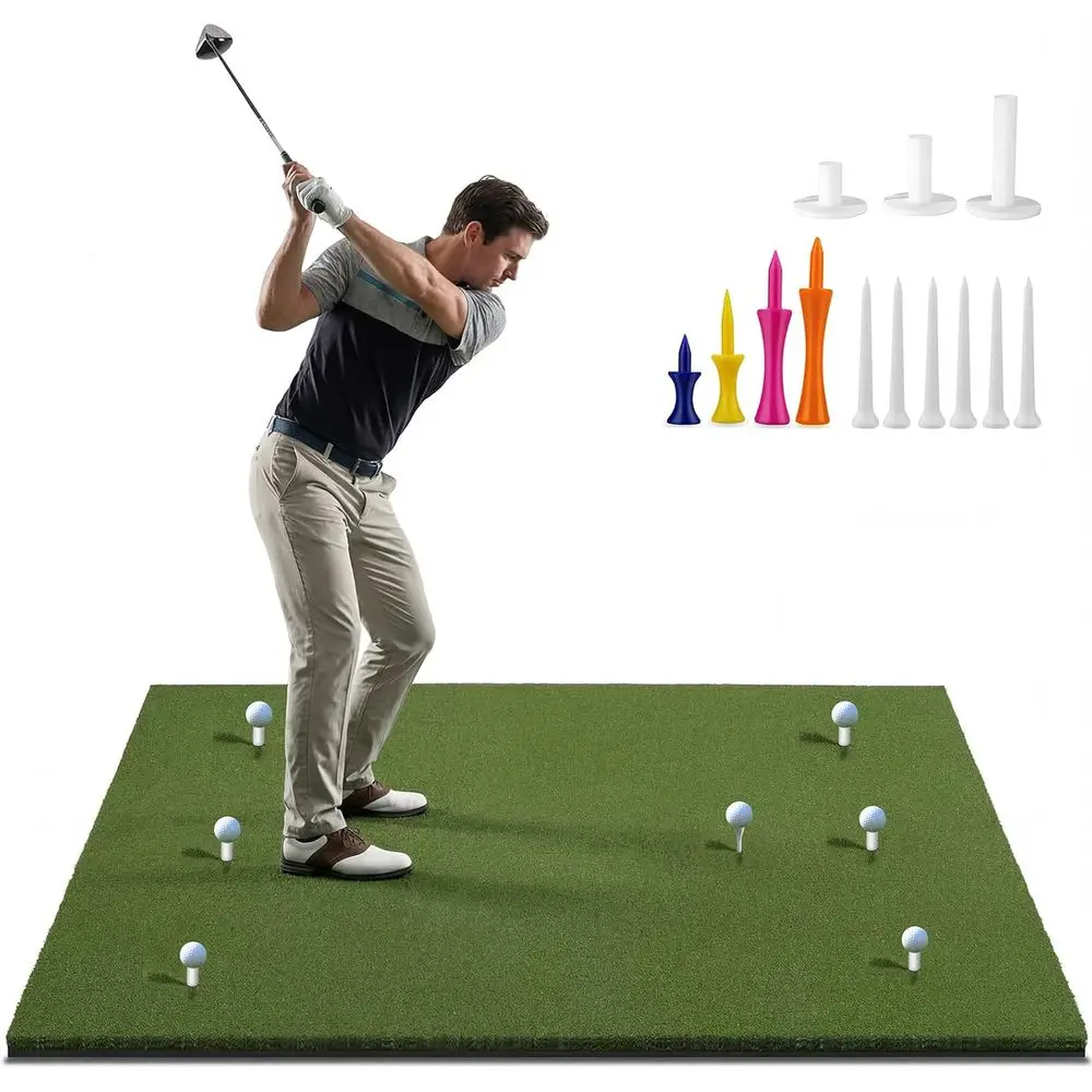 

4'x5' Golf Hitting Mat with 2 Thick Nylon & Premium Foam for Durability and Realistic Swings